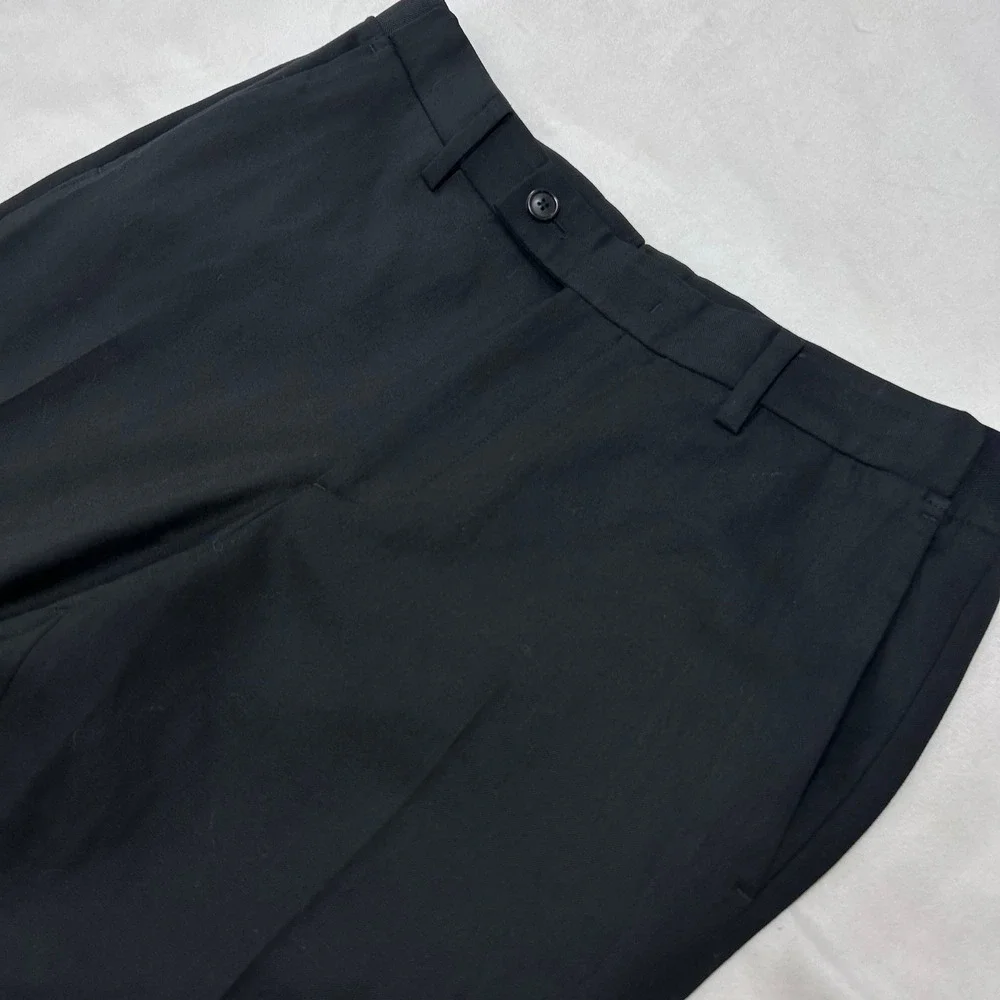 Allegri Milano Mens Black Dress Pants Flat Front Wool Blend Trousers Size 32x27